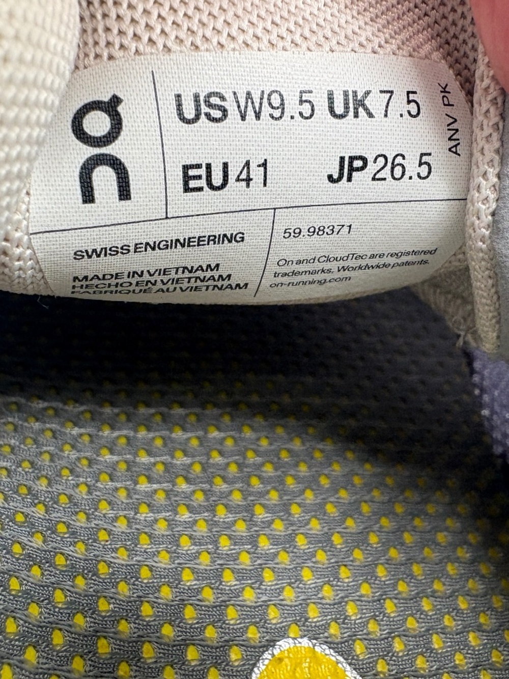 On Cloud 5 Slip On Running Shoe Purple White Size 9.5 w/ Aetrex Train Orthotics - Picture 15 of 15
